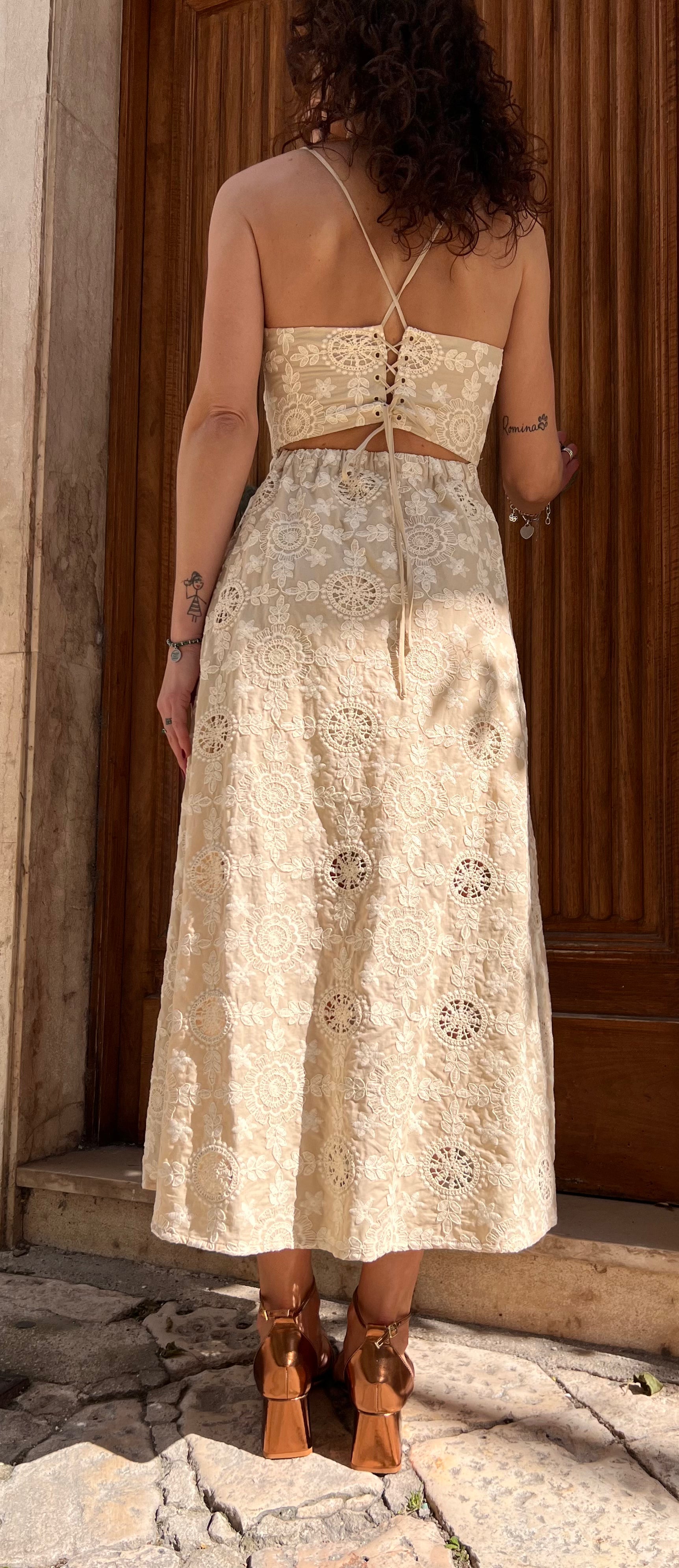 ABITO MIDI IN COTONE RICAMATO – FRACOMINA