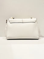 BORSA ERMANNO SCERVINO IN ECO PELLE MARTELLATA BIANCA FLAP CON INTRECCI E DETTAGLI ORO