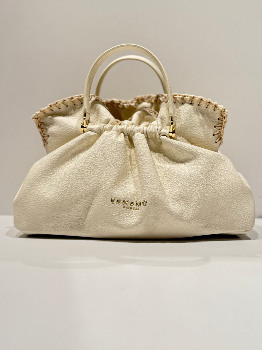 BORSA ERMANNO SCERVINO FIRENZE IN ECO PELLE BIANCA CON DETTAGLI INTRECCIATI
