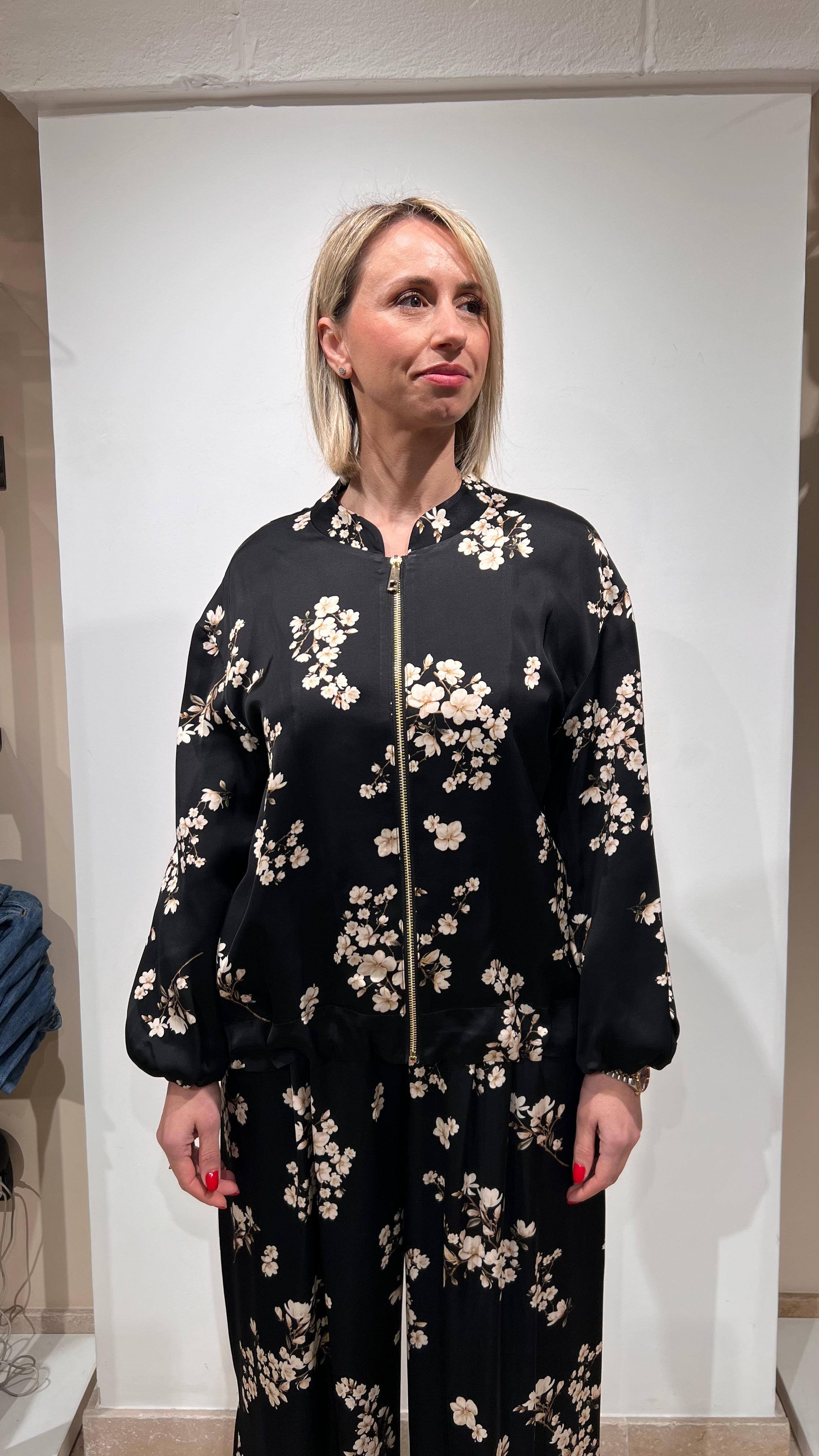 BOMBER SATINATO FLOREALE