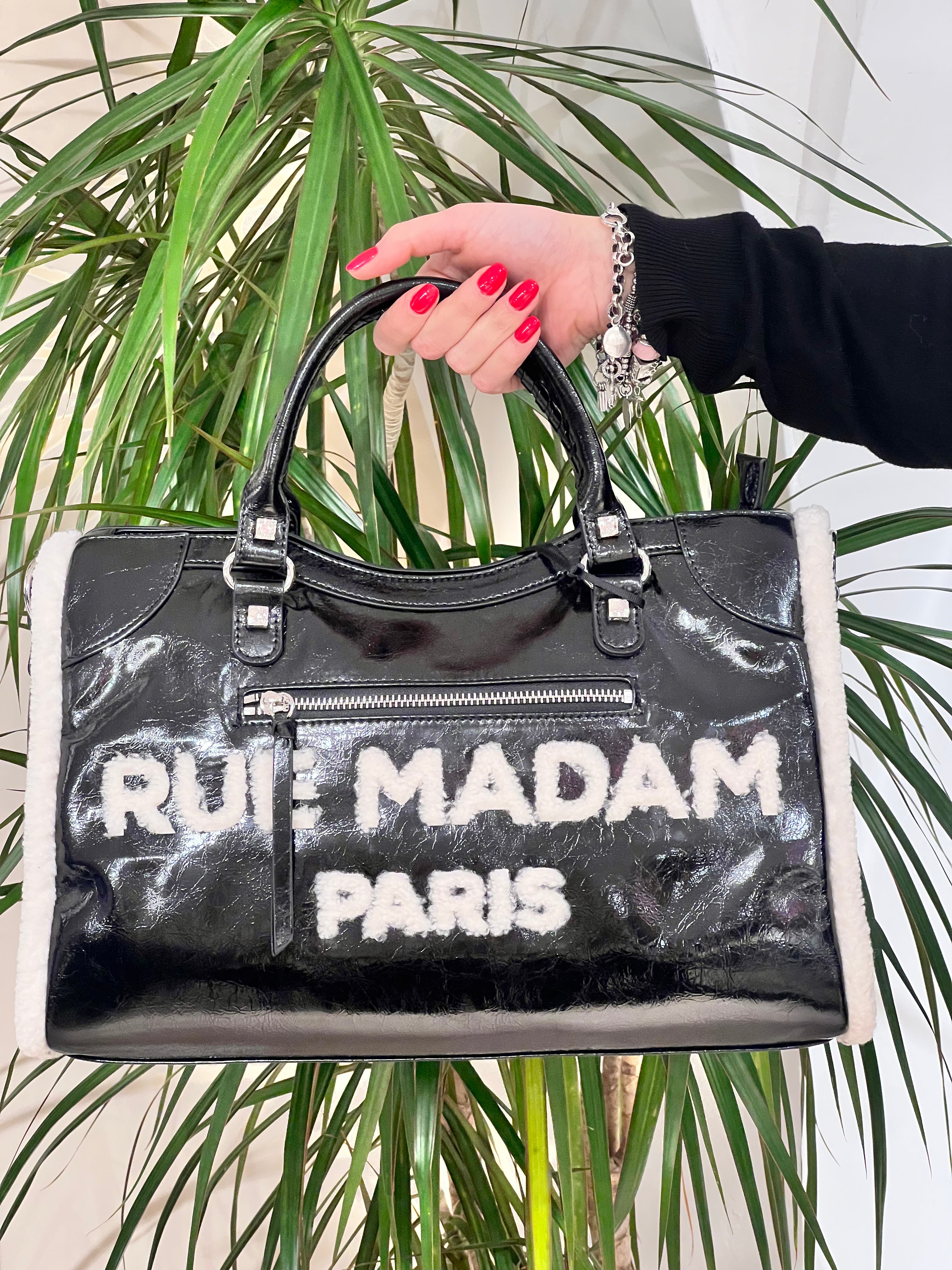 BORSA RUE MADAME IN ECOPPELLE CON PROFILO IN ECO MONTONE