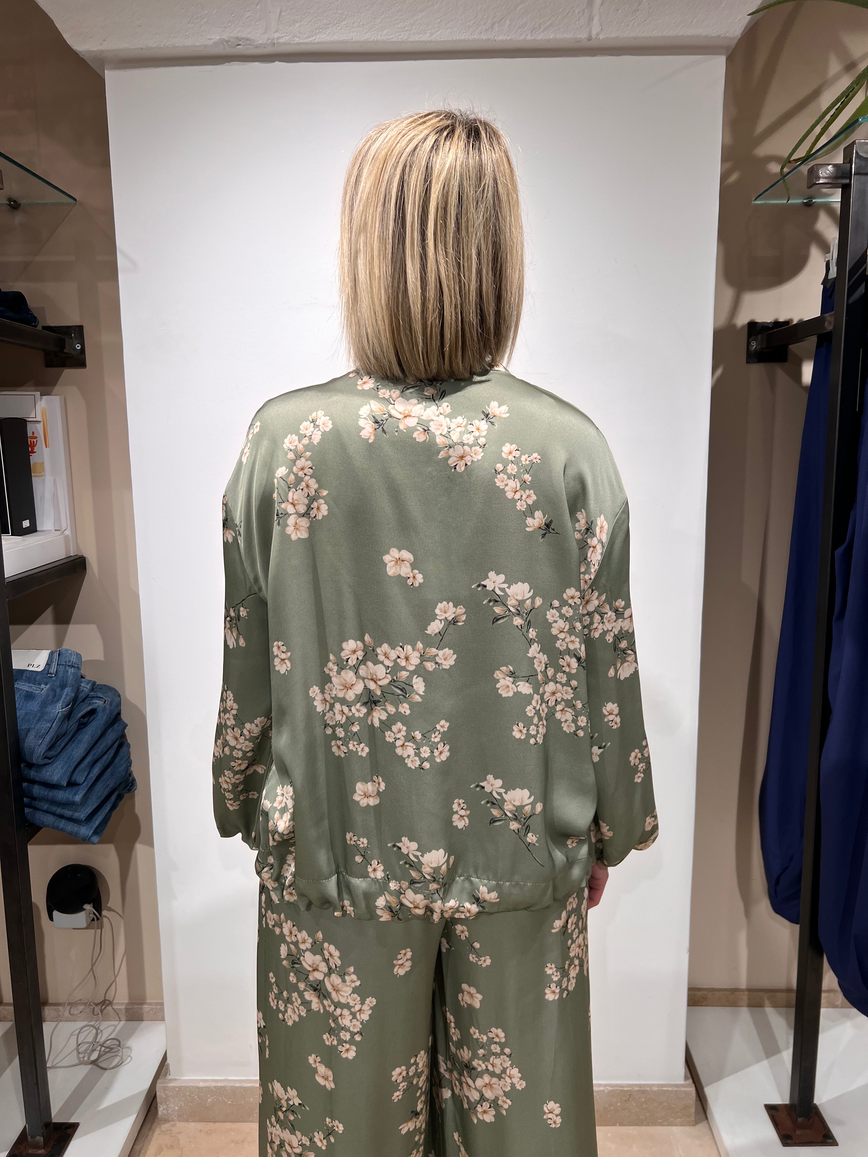 BOMBER SATINATO FLOREALE