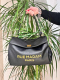 BORSA RUE MADAME GRANDE MORBIDA CON SCRITTA ORO E TRACOLLA