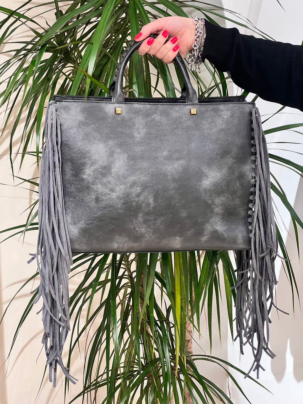 BORSA RUE MADAME IN ECOPELLE VEGAN EFFETTO VINTAGE CON FRANGE