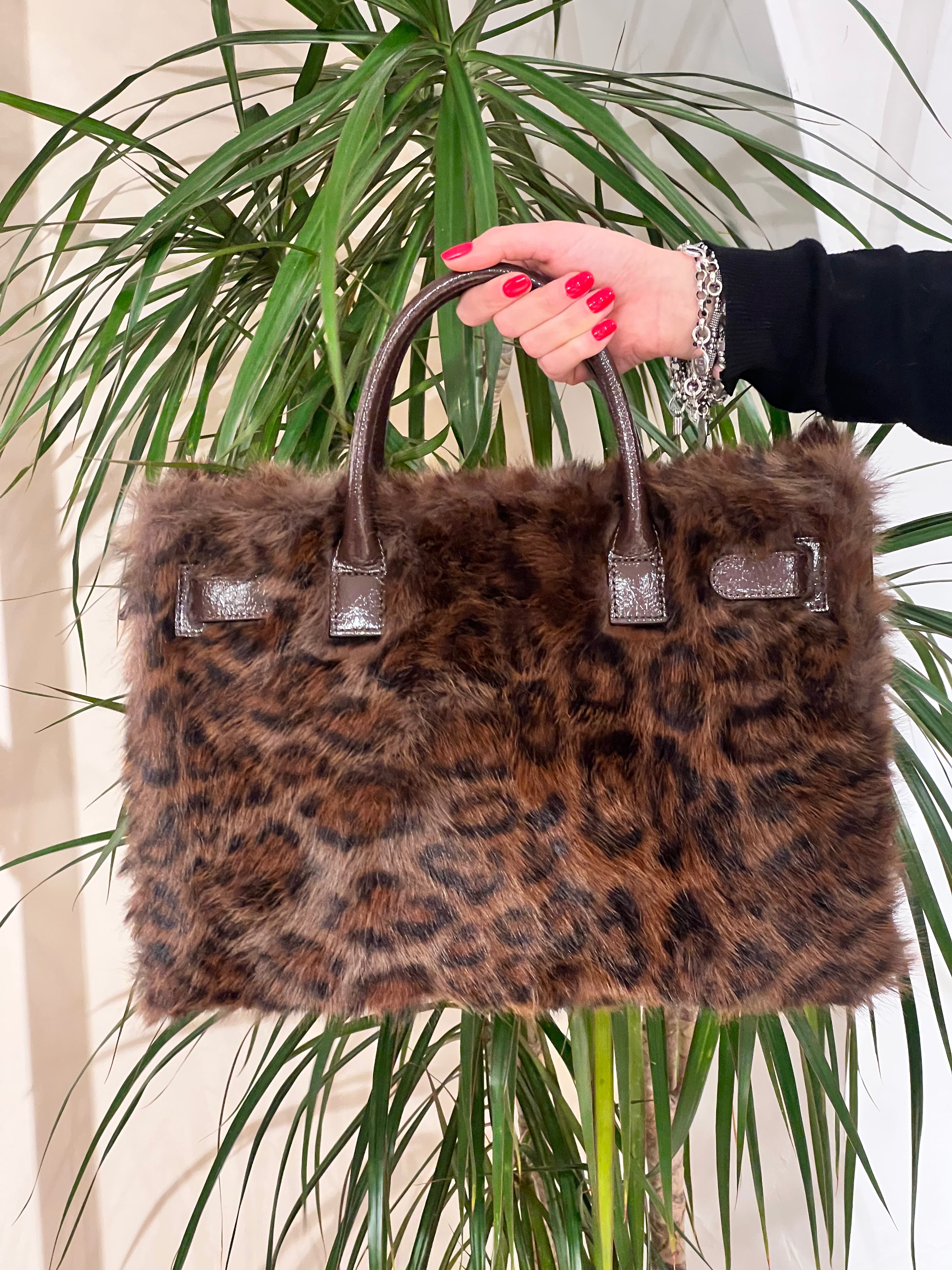 BORSA GRANDE RUE MADAME IN ECO PELLICCIA MACULATA