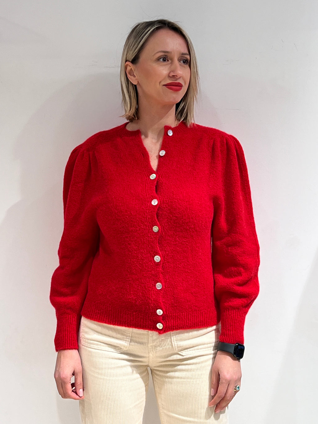 CARDIGAN ROSSO IN MISTO ALPACA | STILE E COMFORT INVERNALE
