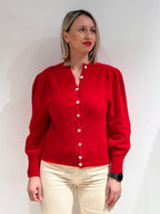 CARDIGAN ROSSO IN MISTO ALPACA | STILE E COMFORT INVERNALE