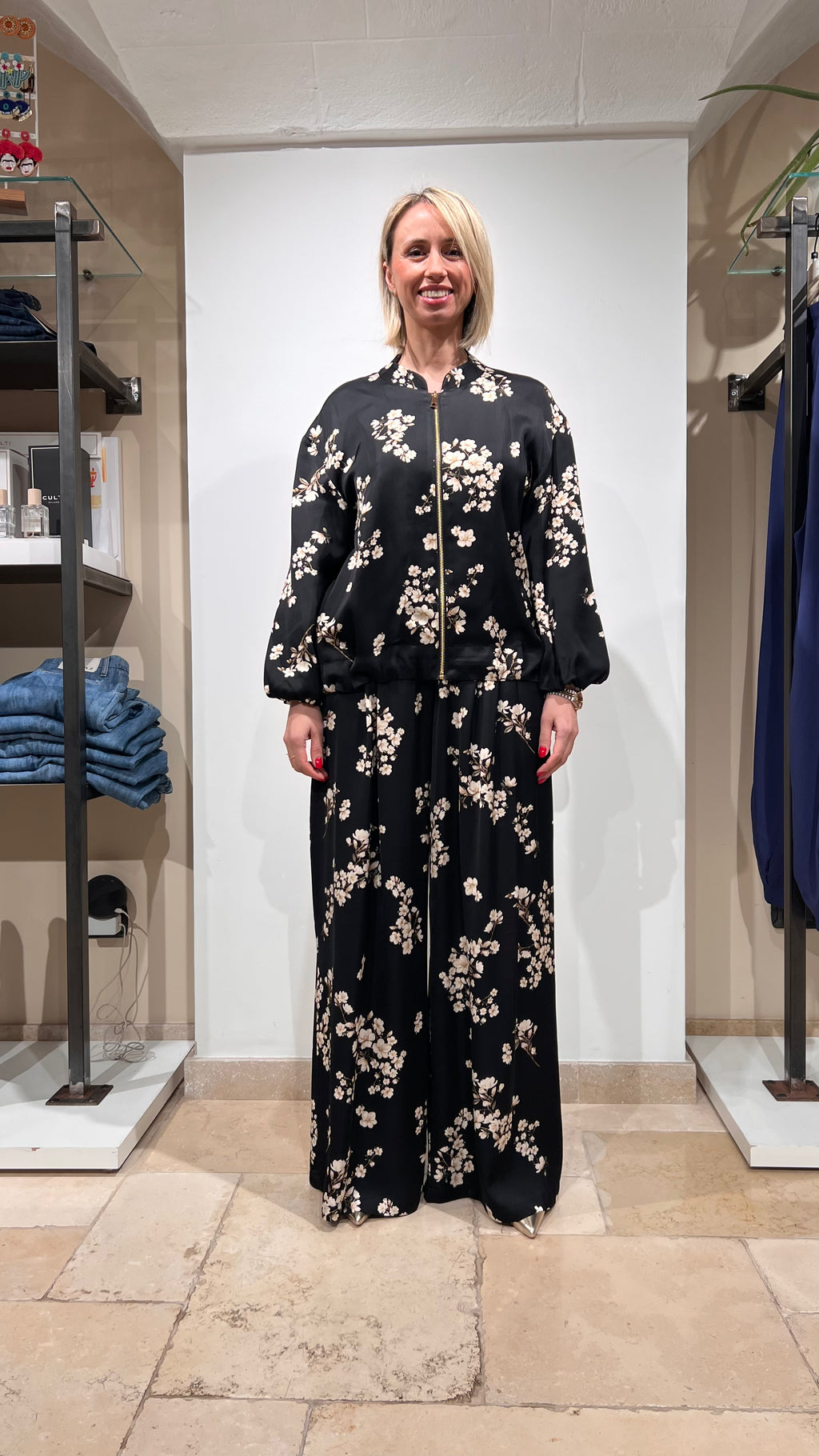 BOMBER SATINATO FLOREALE