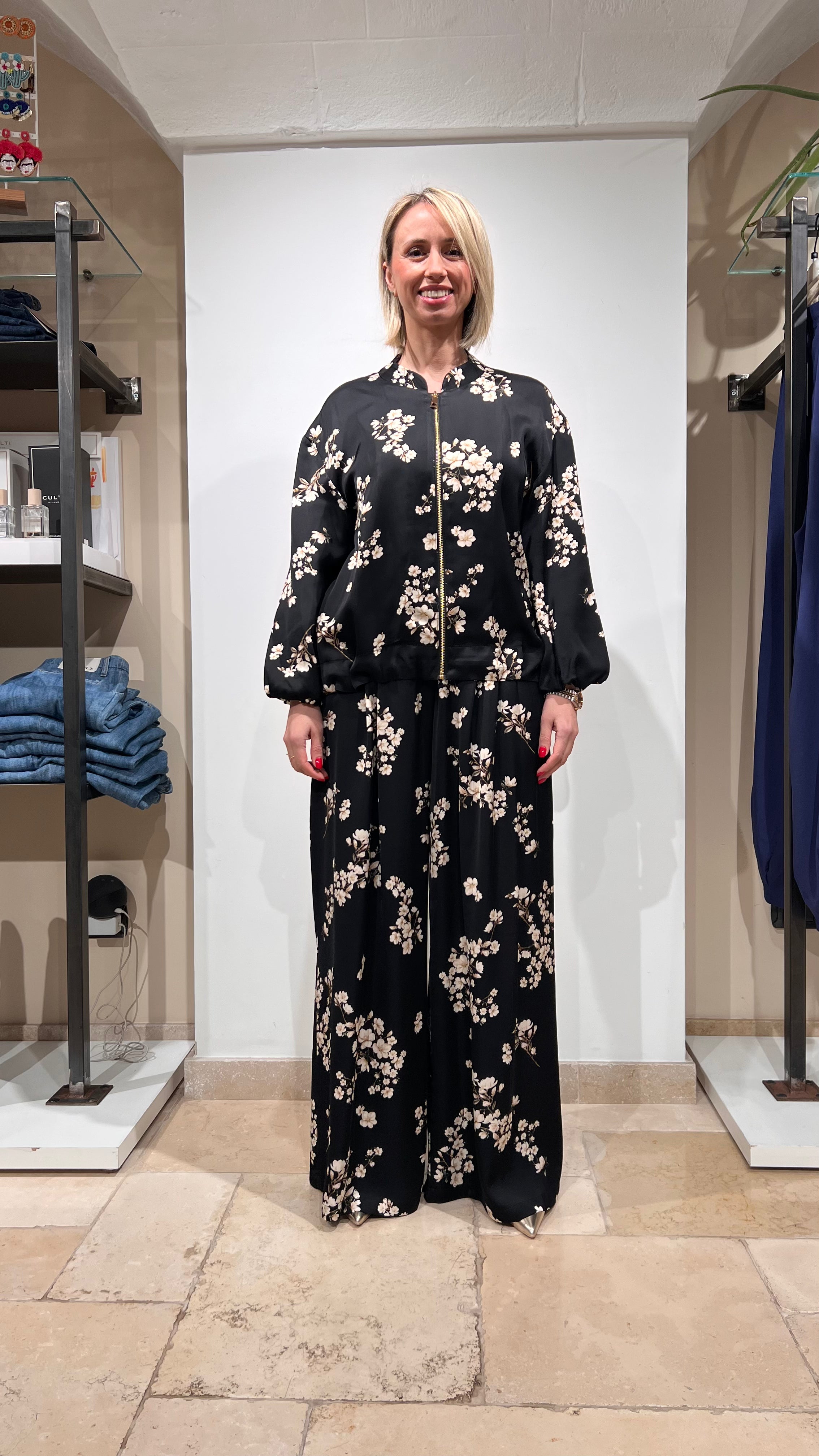 BOMBER SATINATO FLOREALE