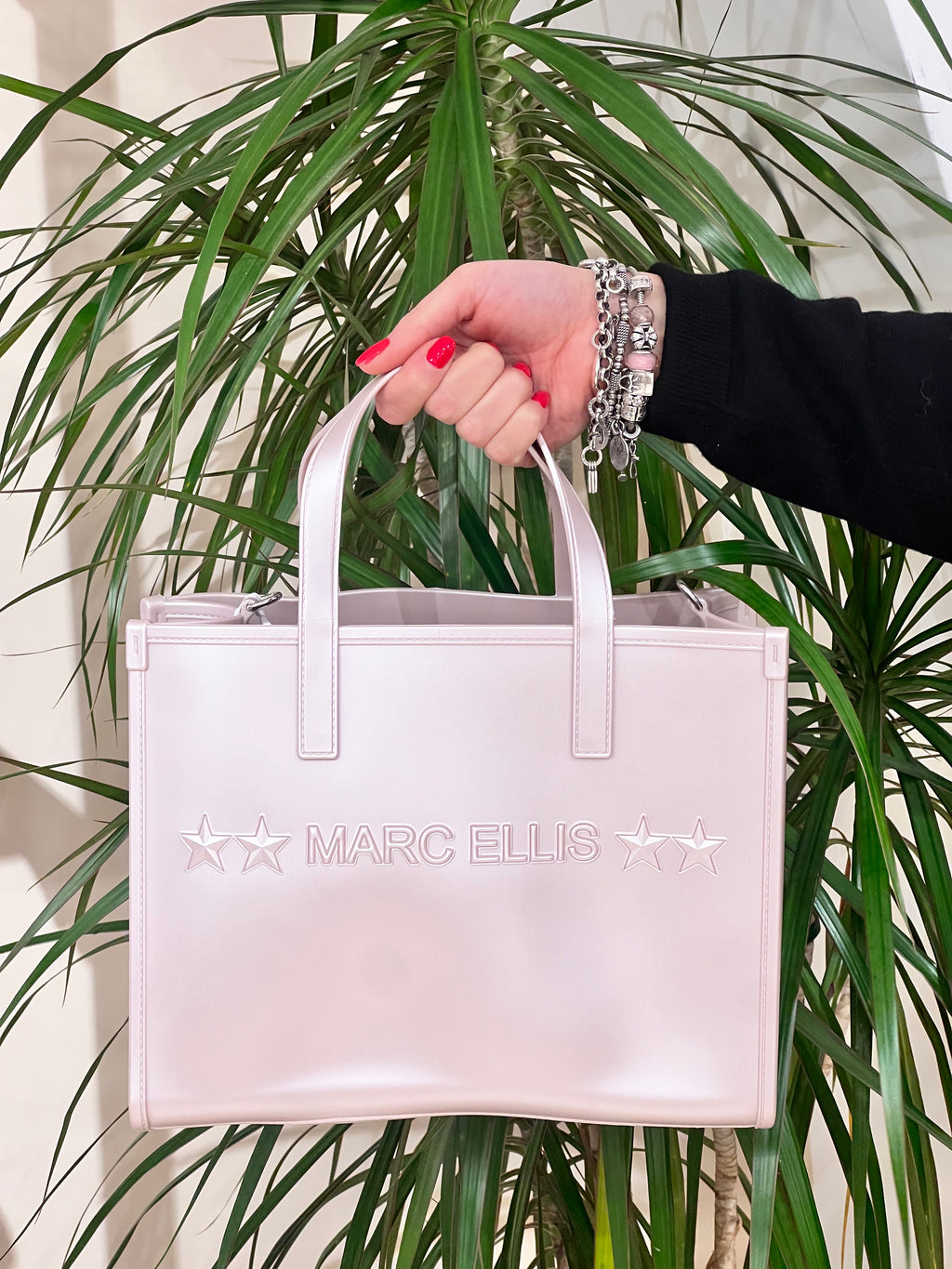 BORSA MARC ELLIS IN GOMMA LUCIDA QUADRATA CON TRACOLLA