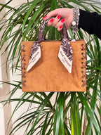 BORSA RUE MADAME IN ECO CAMOSCIO CON FULARD AL MANICO