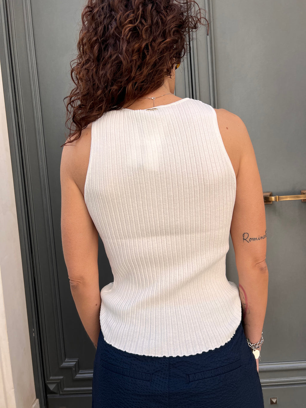 TOP IN MAGLIA A COSTINE CON MICRO STRASS – FRACOMINA