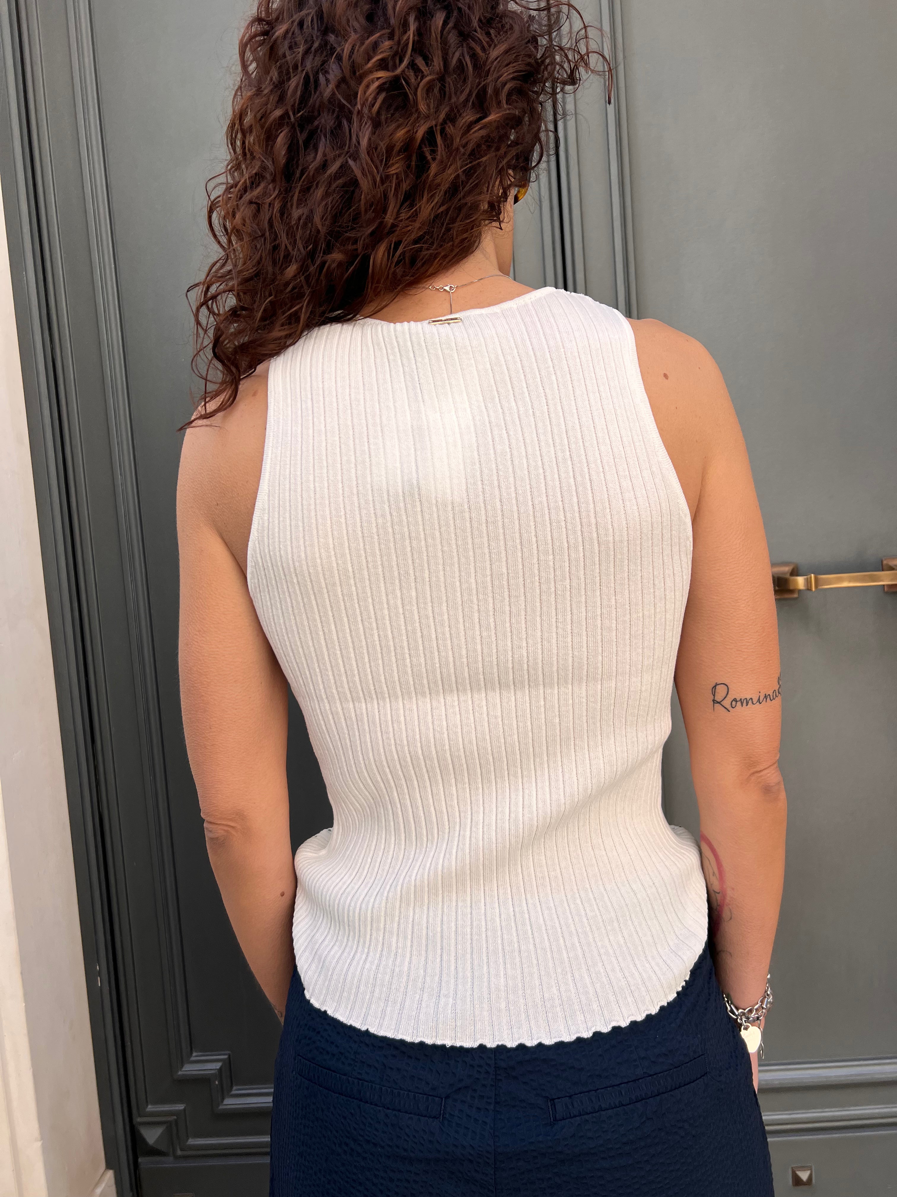 TOP IN MAGLIA A COSTINE CON MICRO STRASS – FRACOMINA