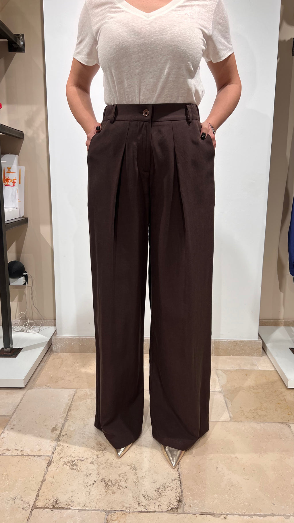 PANTALONE CHIARA PALAZZO IN TESSUTO FLUIDO