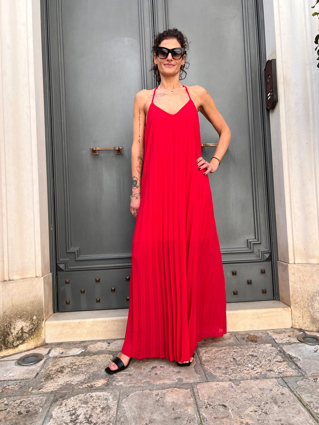 ABITO LUNGO CON BRETTELLE PLISSÉ – FRACOMINA