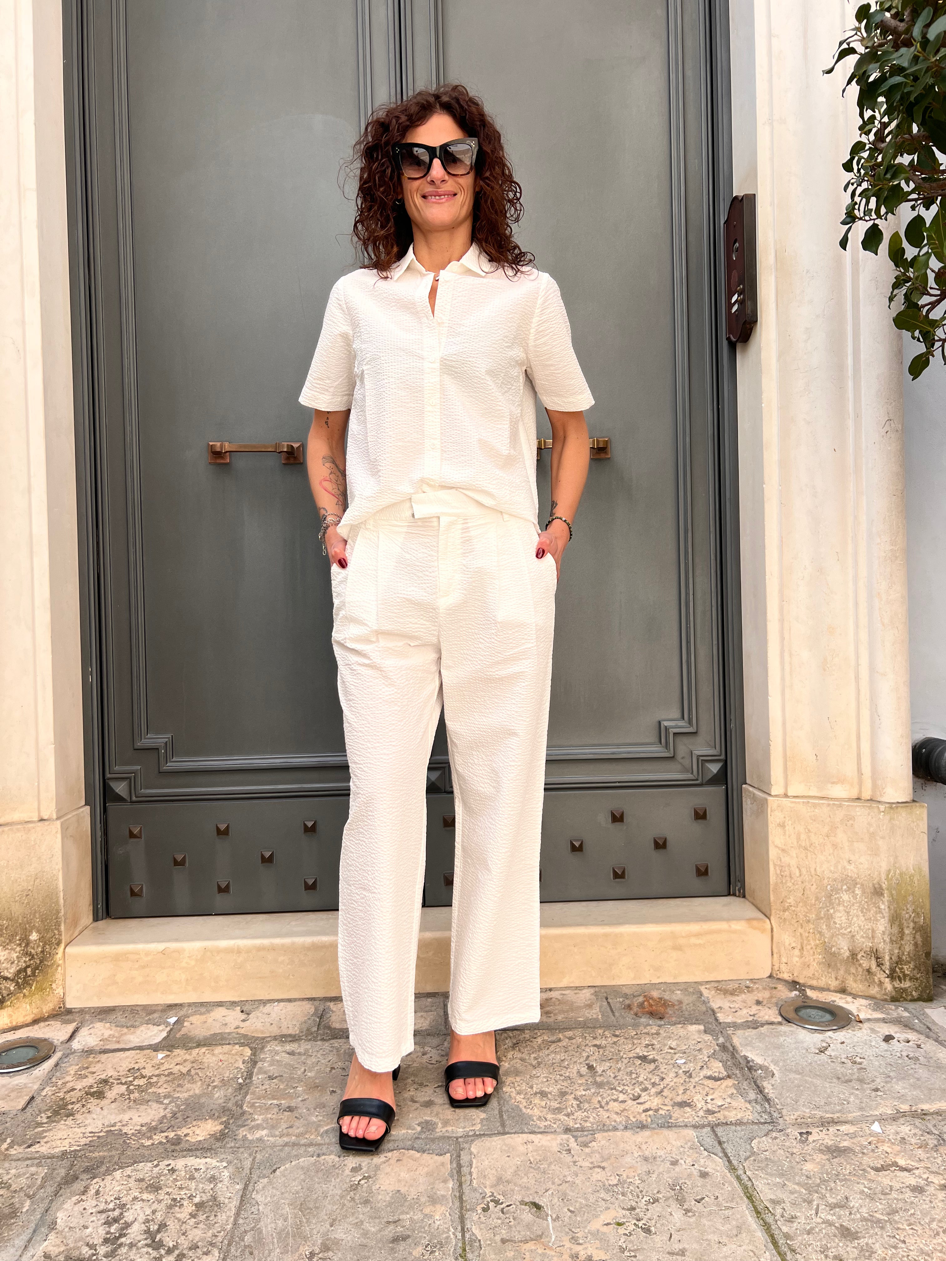 CAMICIA A MANICA CORTA IN COTONE SEERSUCKER – SUN68