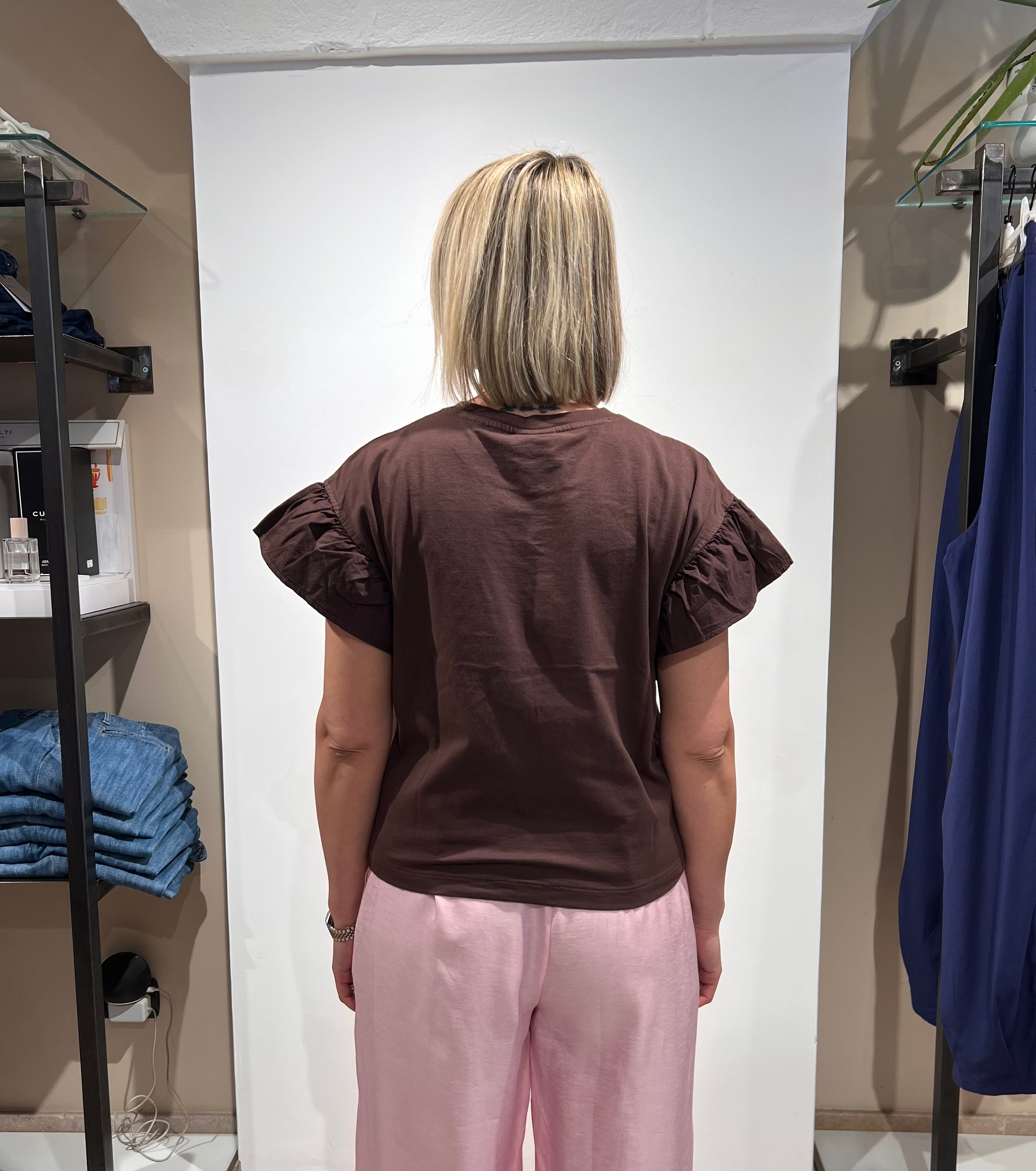 T-SHIRT IN COTONE SUN68 CON MANICHE VOLANT