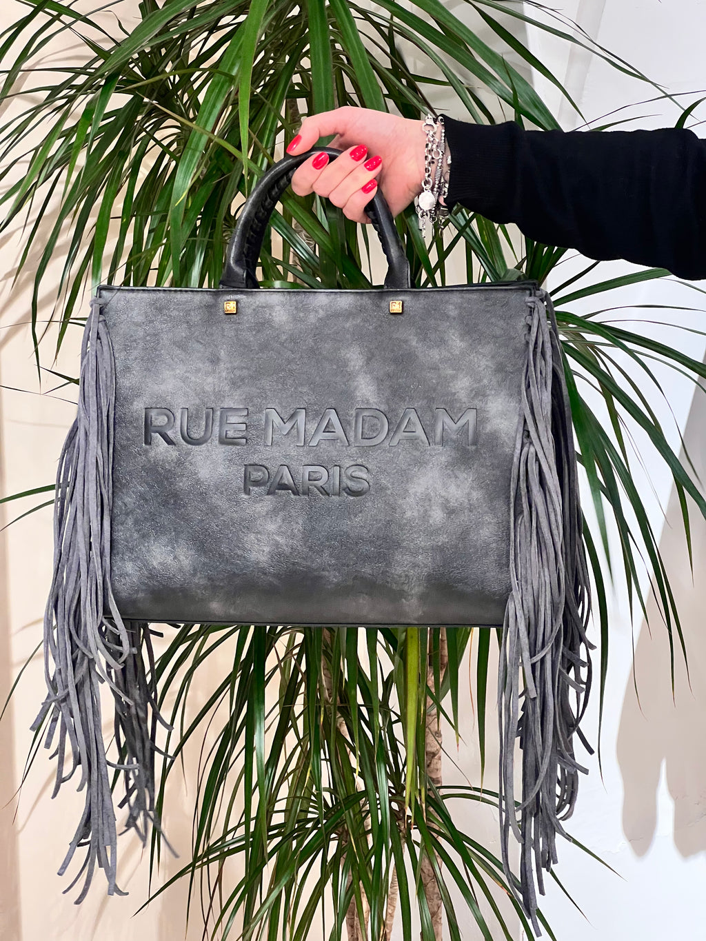 BORSA RUE MADAME IN ECOPELLE VEGAN EFFETTO VINTAGE CON FRANGE