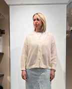 CARDIGAN IN MAGLIA TRAFORATA CON BOTTONI