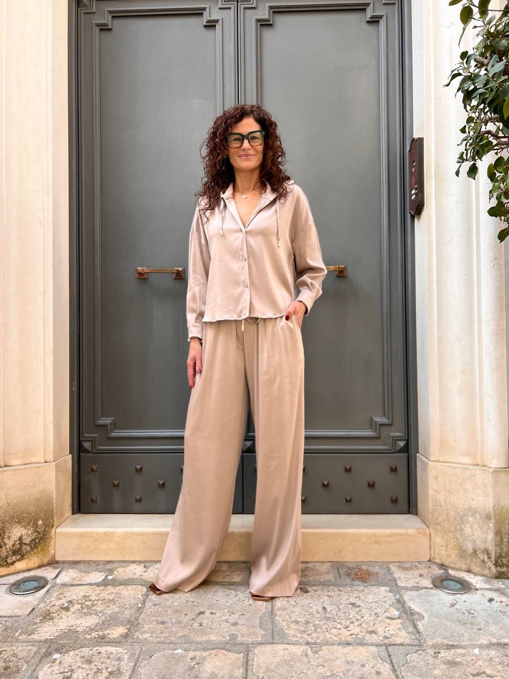 CAMICIA REGULAR CON CAPPUCCIO IN TENCEL – FRACOMINA