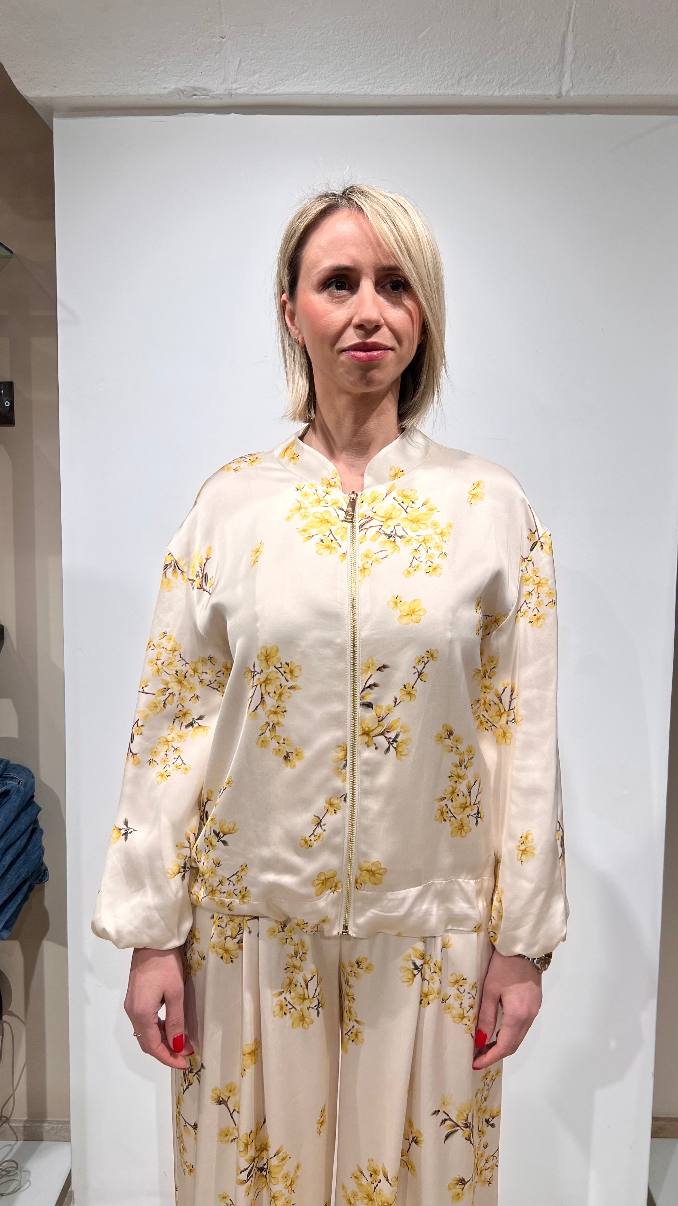 BOMBER SATINATO FLOREALE