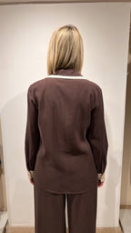 CAMICIA SATINATA CON DETTAGLI A CONTRASTO
