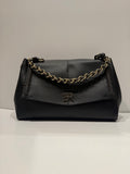 BORSA ERMANNO SCERVINO IN ECO PELLE MARTELLATA NERA LARGE CON INTRECCI E DETTAGLI ORO