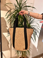 BORSA A SECCHIELLO IN RAFIA E PELLE – ERMANNO CERVINO FIRENZE