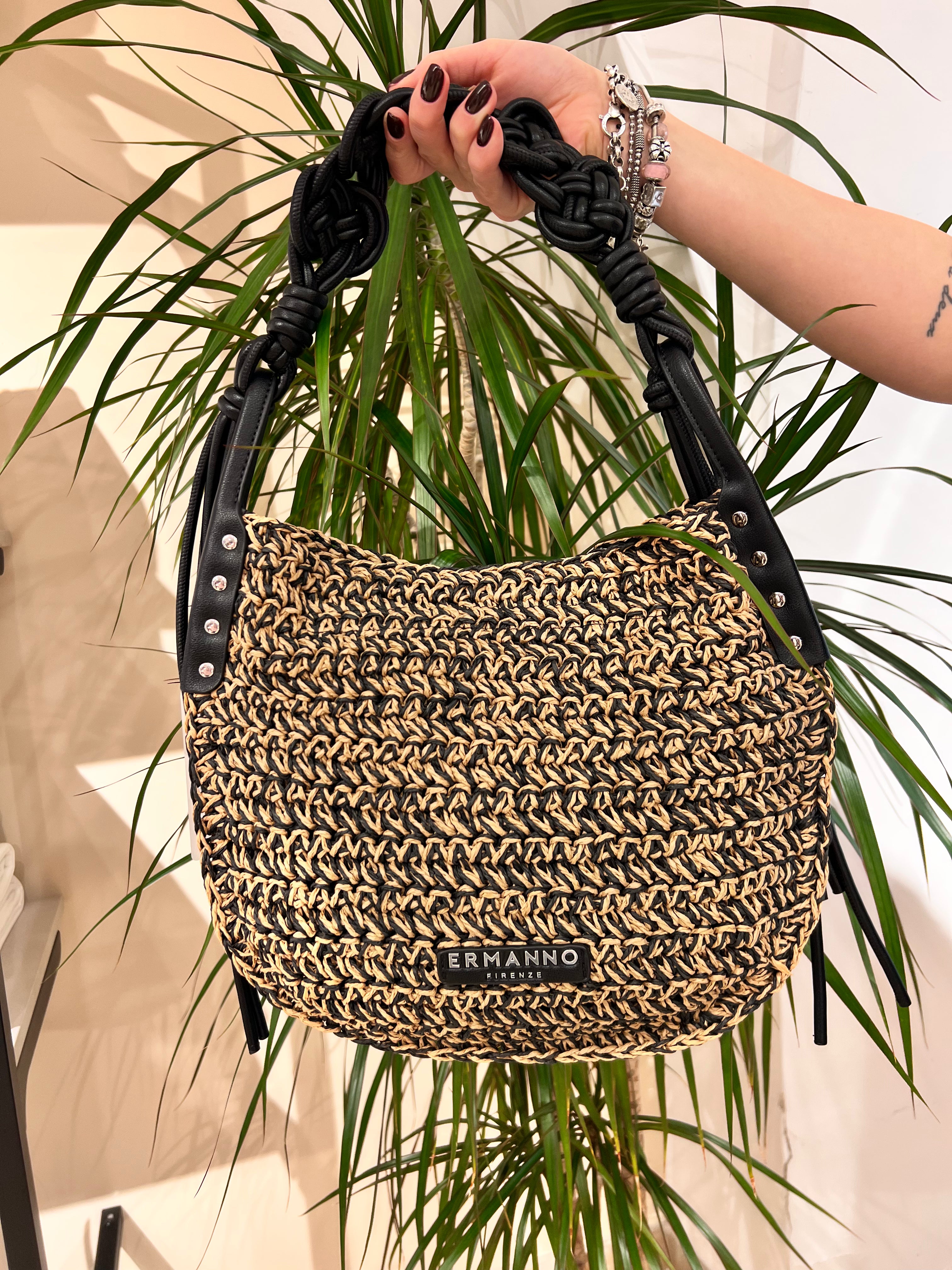 BORSA BICOLORE IN RAFIA – ERMANNO FIRENZE
