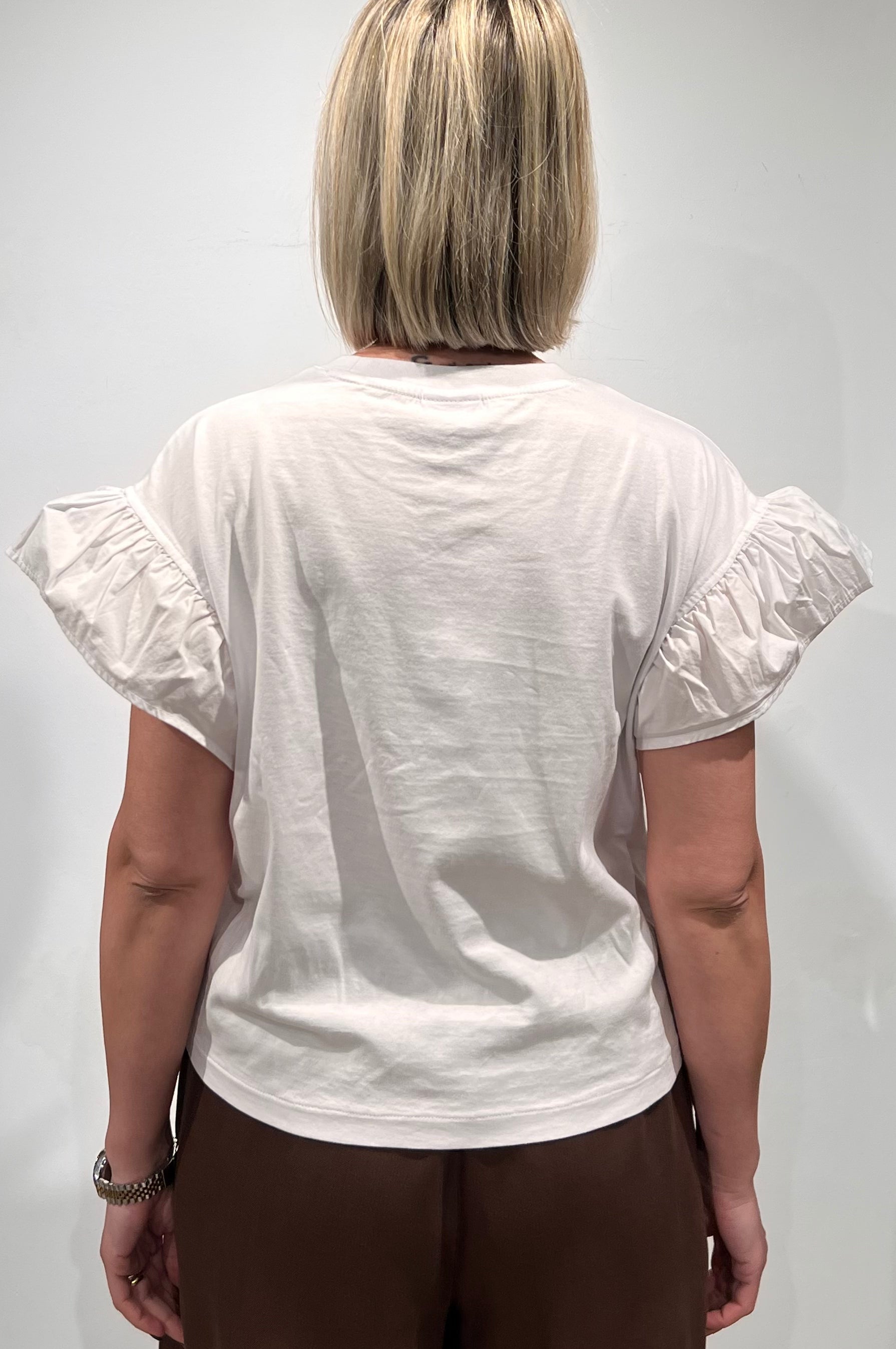 T-SHIRT IN COTONE SUN68 CON MANICHE VOLANT