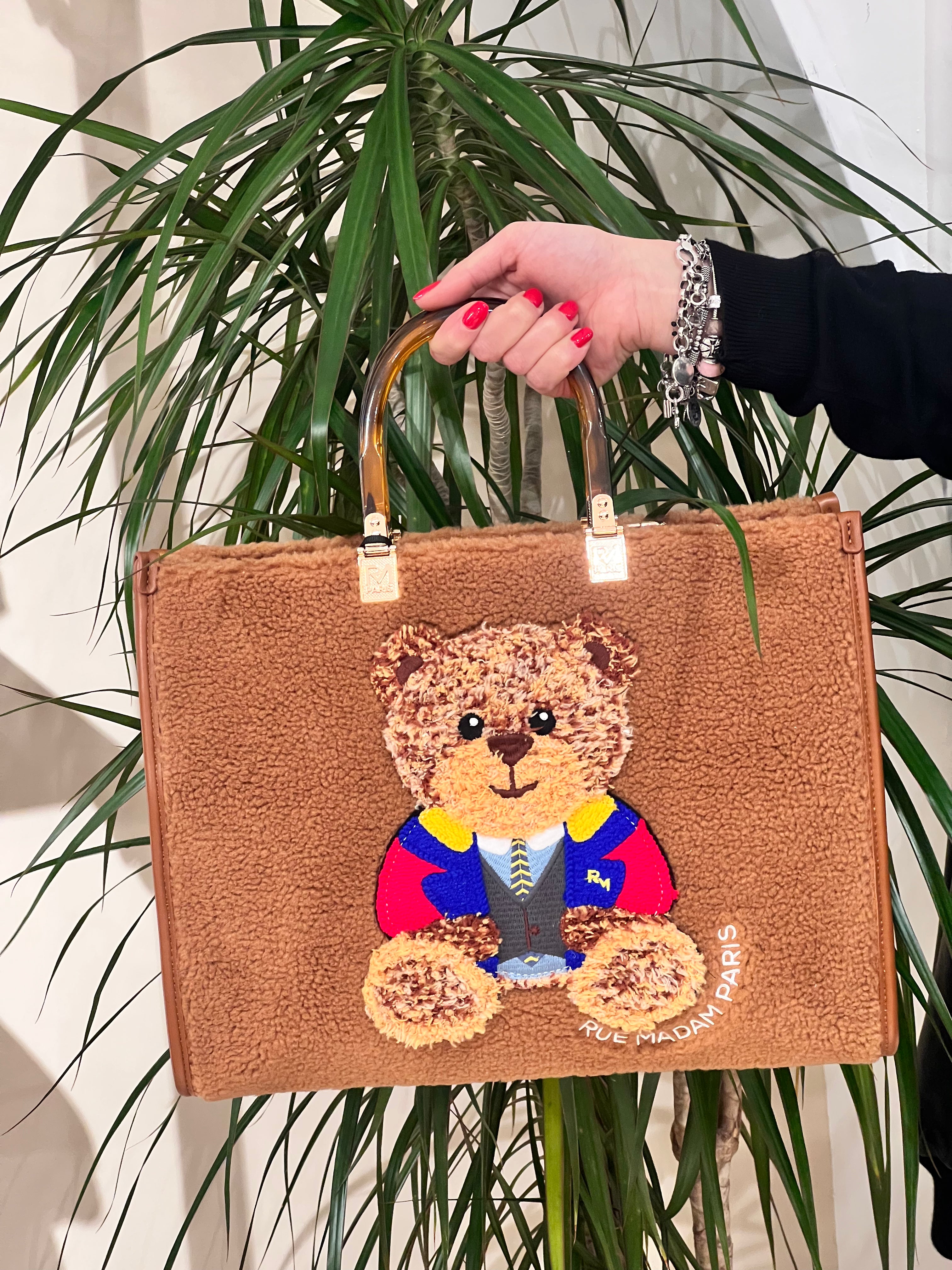 BORSA GRANDE RUE MADAM CON ORSETTO COLORATO