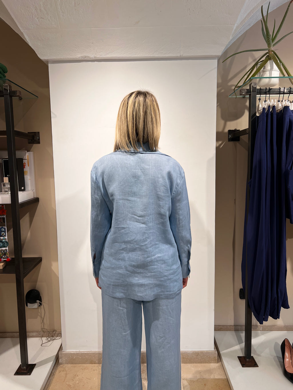 CAMICIA IN PURO LINO CON DETTAGLI ARGENTO