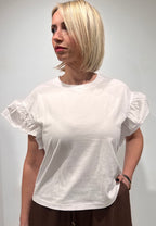 T-SHIRT IN COTONE SUN68 CON MANICHE VOLANT
