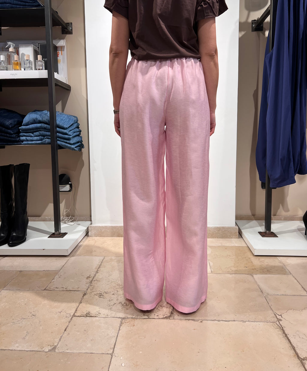 PANTALONE PALAZZO FLUIDO CON ELASTICO IN VITA