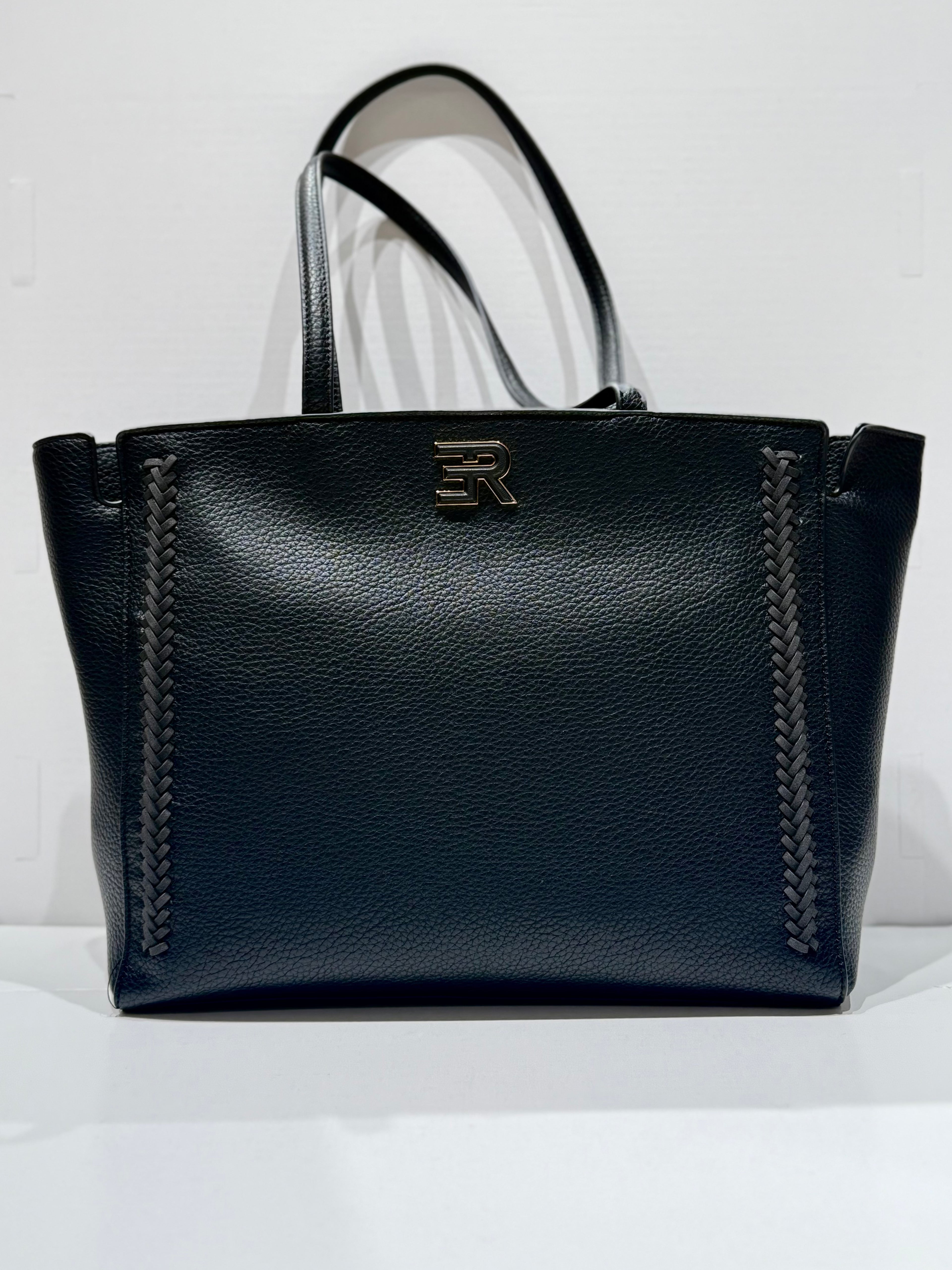 BORSA TOTE ERMANNO SCERVINO IN ECOPPELLE MARTELLATA CON INTRECCI LATERALI