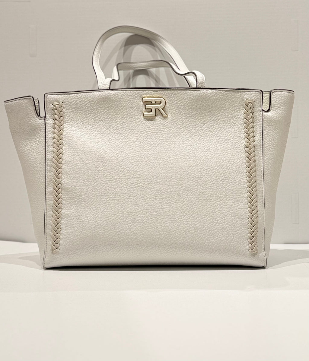 BORSA TOTE ERMANNO SCERVINO IN ECOPPELLE MARTELLATA CON INTRECCI LATERALI