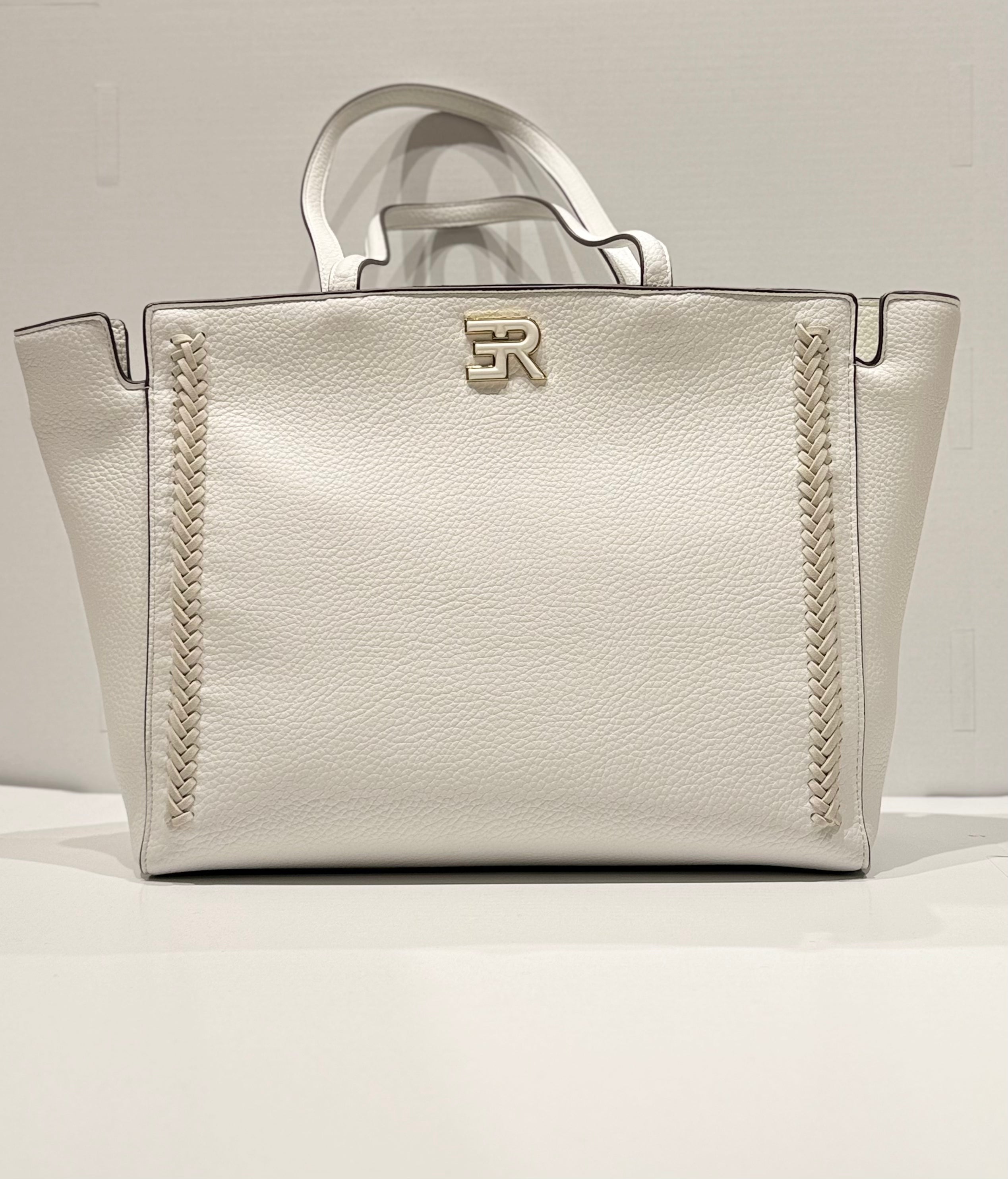 BORSA TOTE ERMANNO SCERVINO IN ECOPPELLE MARTELLATA CON INTRECCI LATERALI
