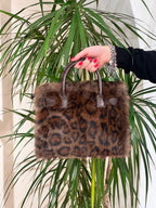 BORSA MEDIA RUE MADAME IN ECO PELLICCIA MACULATA