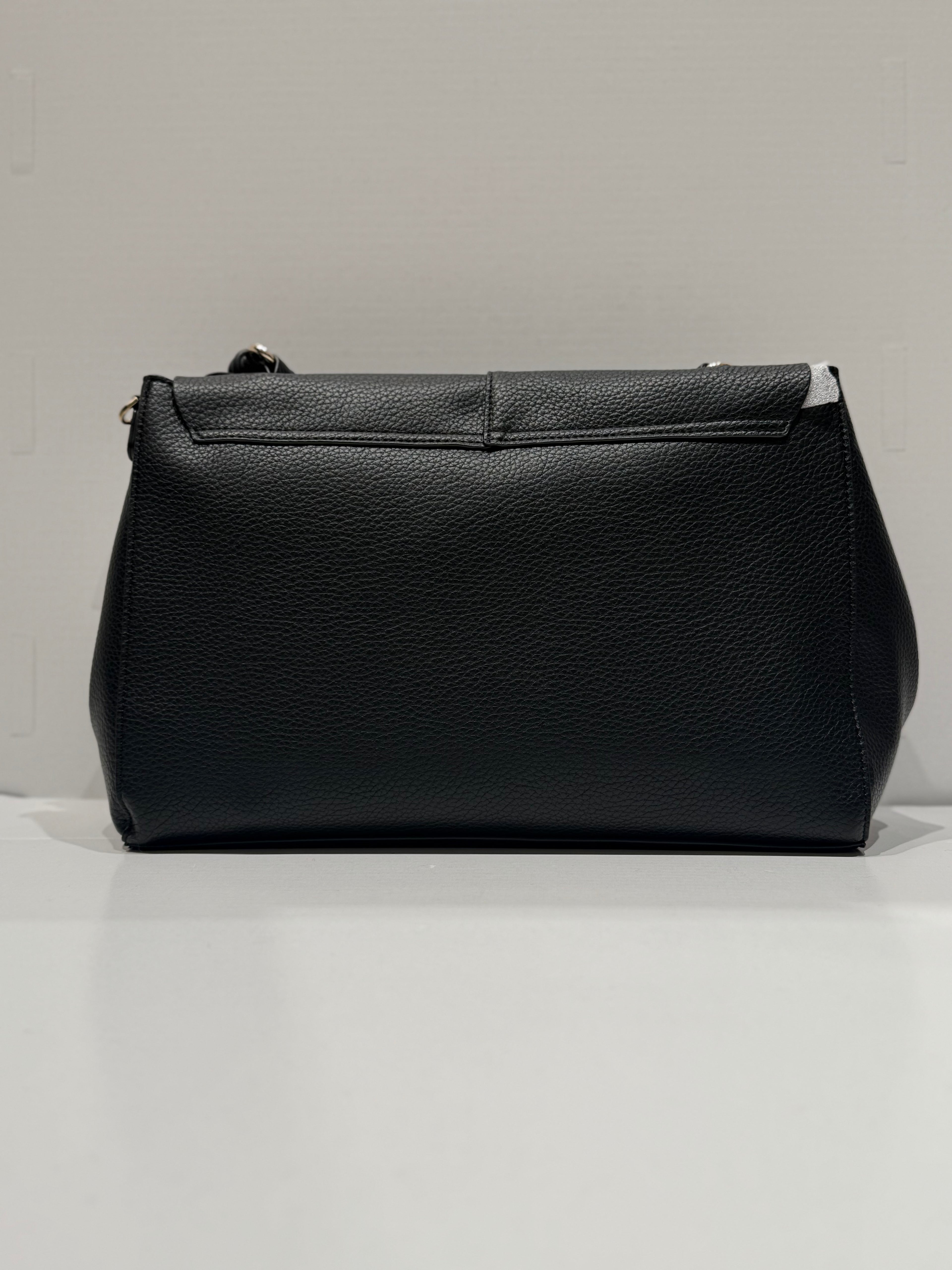 BORSA ERMANNO SCERVINO IN ECO PELLE MARTELLATA NERA LARGE CON INTRECCI E DETTAGLI ORO
