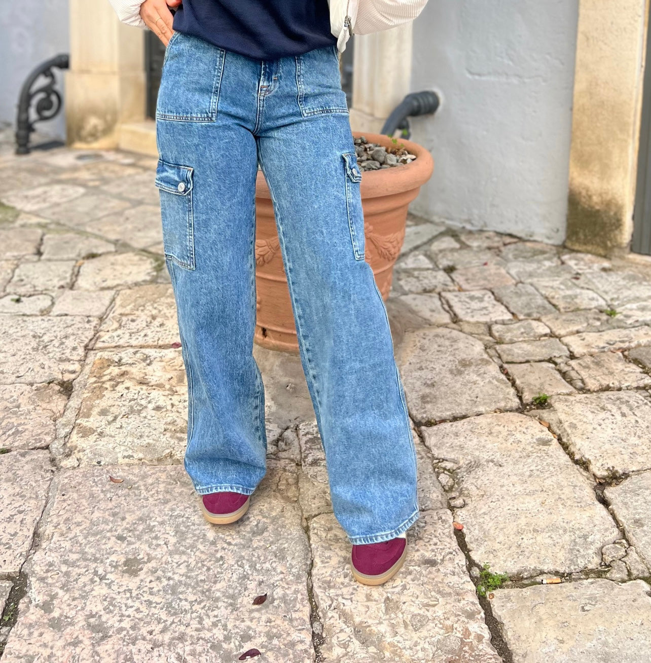 JEANS DONNA GAMBA LARGA TOMMY TASCONATO LAVAGGIO MEDIO