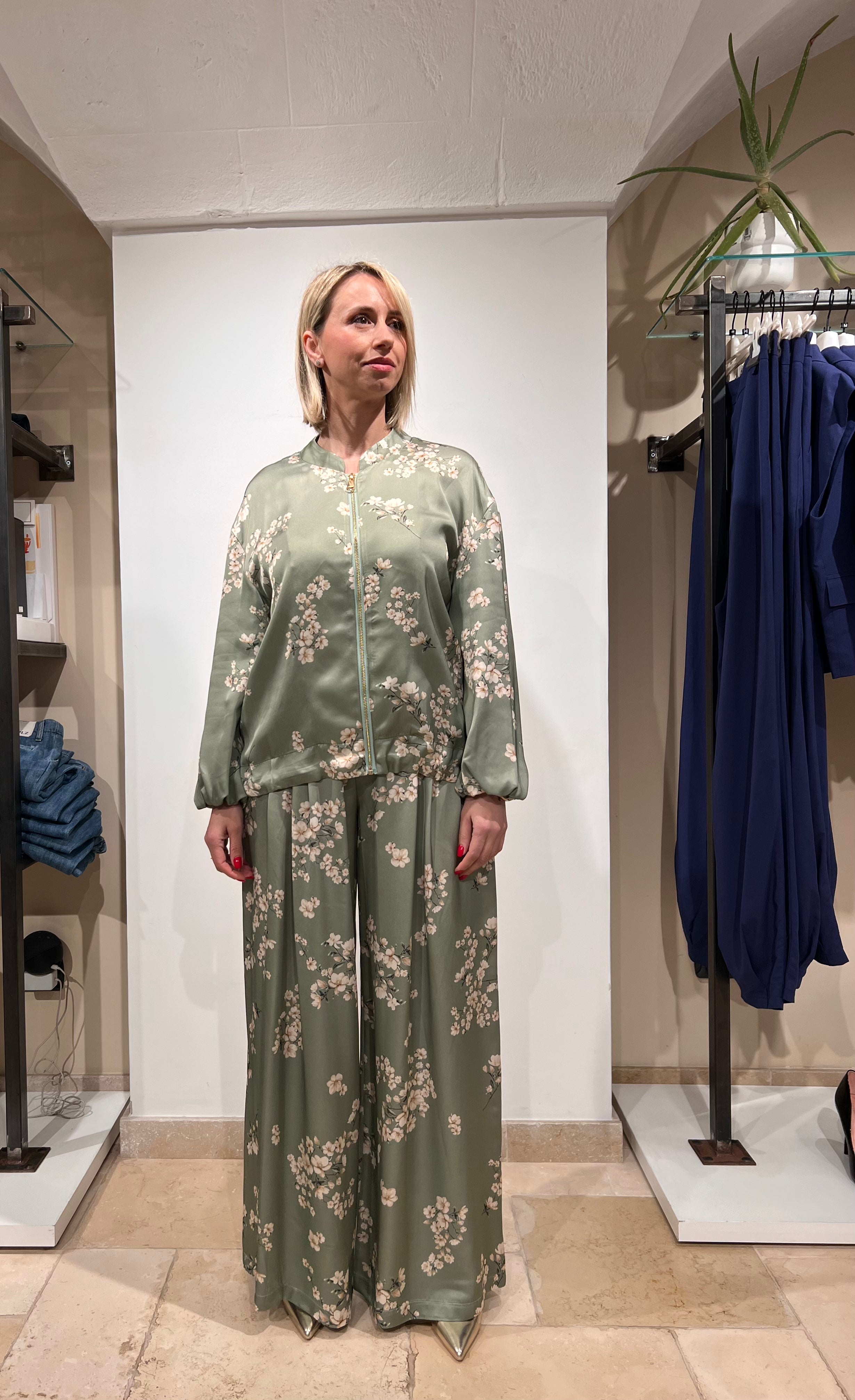 BOMBER SATINATO FLOREALE