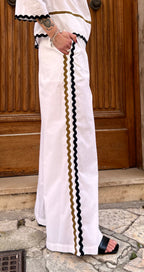 PANTALONE CON DETTAGLI RICAMATI A CONTRASTO – FRACOMINA