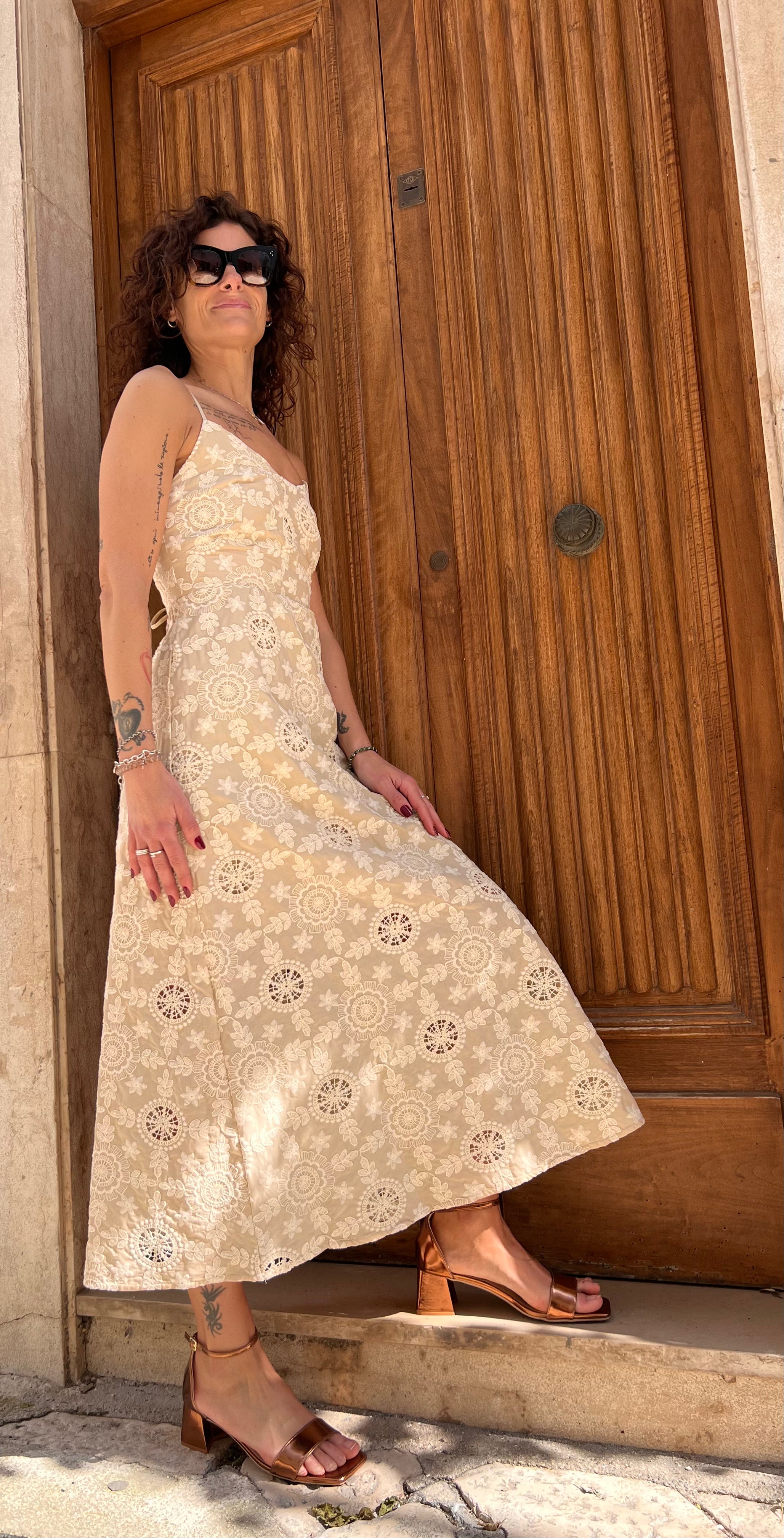 ABITO MIDI IN COTONE RICAMATO – FRACOMINA