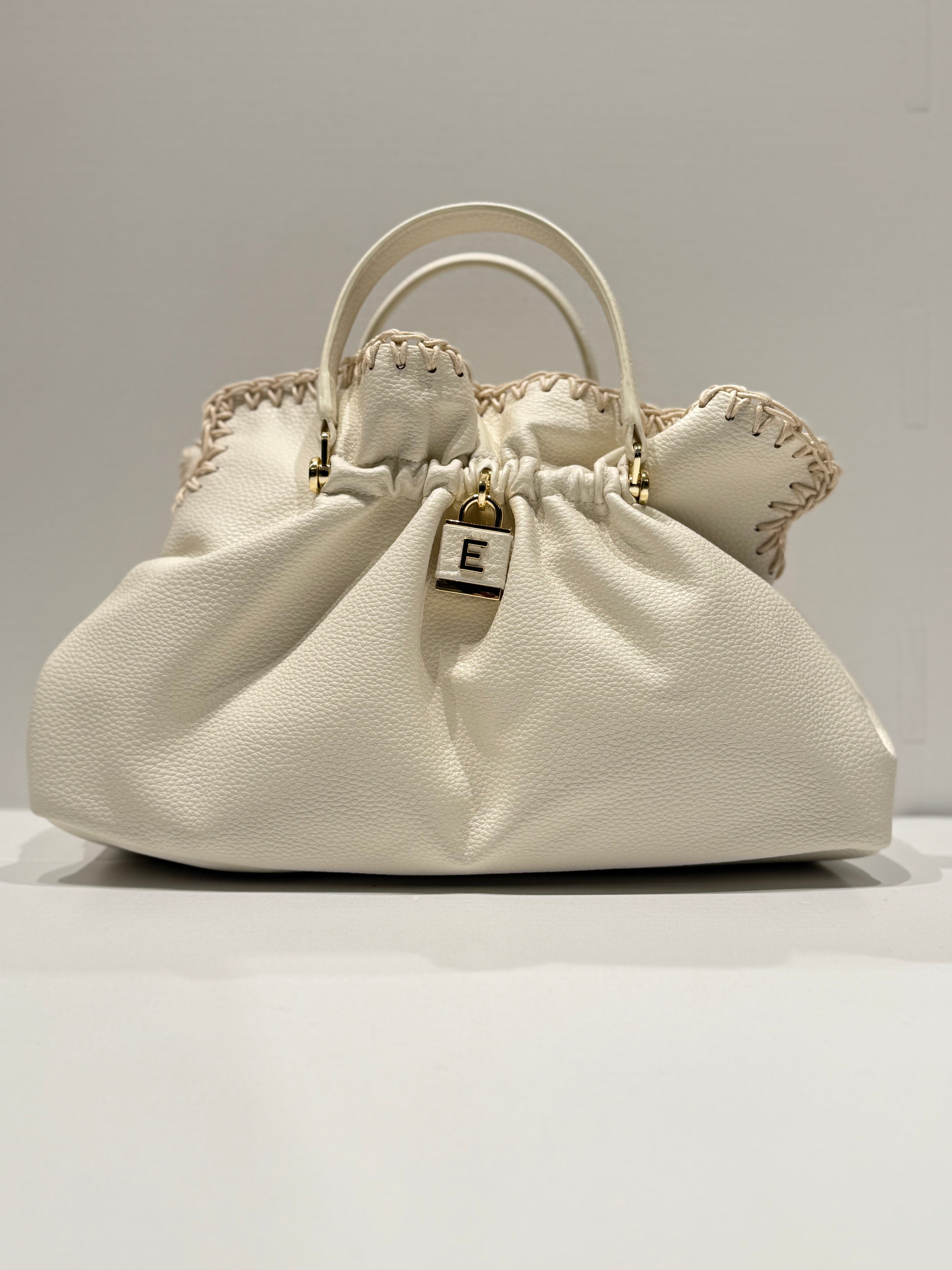 BORSA ERMANNO SCERVINO FIRENZE IN ECO PELLE BIANCA CON DETTAGLI INTRECCIATI