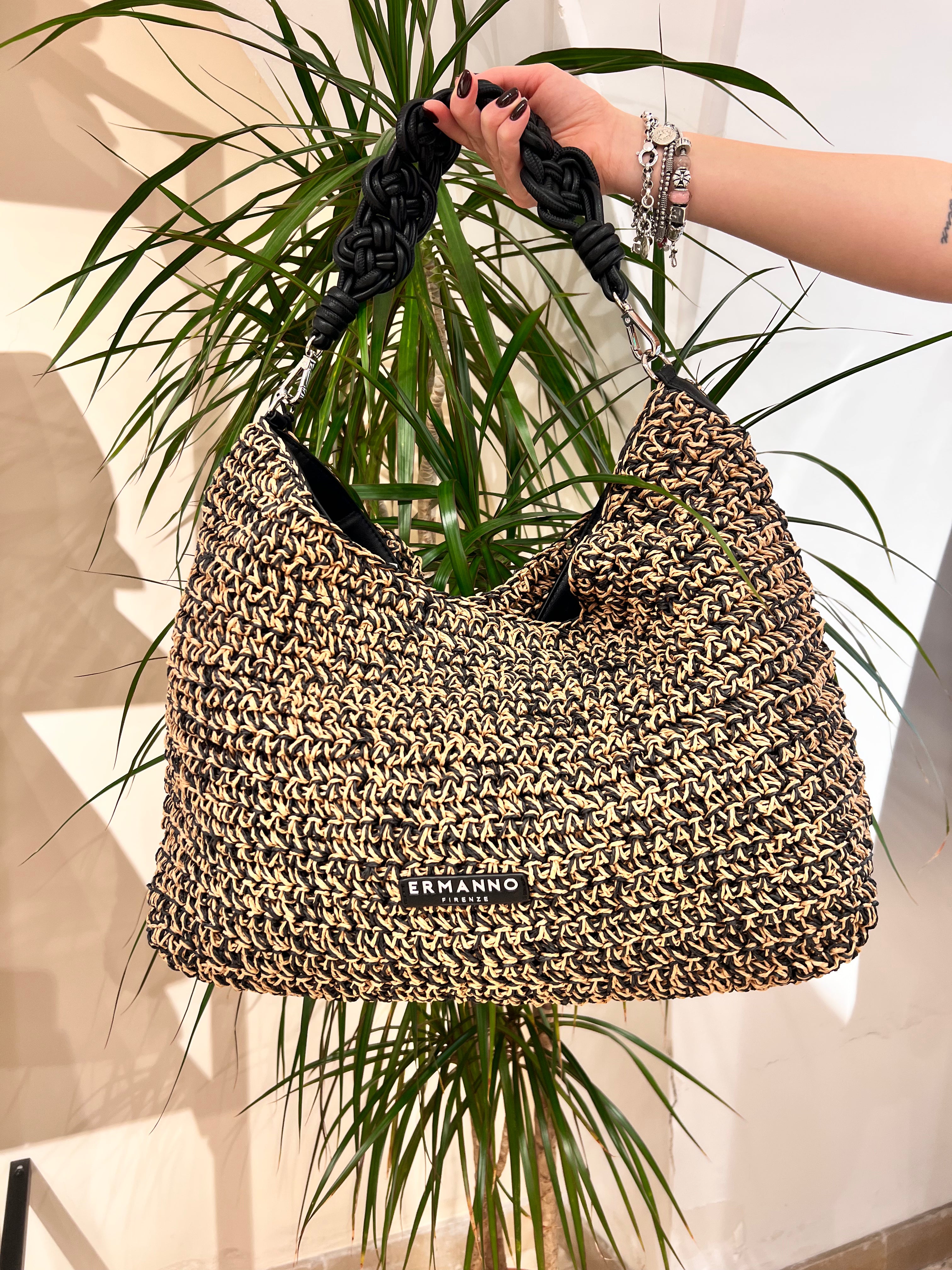 BORSA BICOLORE IN RAFIA – ERMANNO FIRENZE