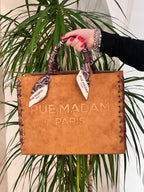 BORSA RUE MADAME IN ECO CAMOSCIO CON FULARD AL MANICO
