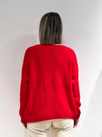 MAGLIA ROSSA SCOLLO A V  MISTO ALPACA – MODELLO OVER