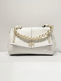 BORSA ERMANNO SCERVINO IN ECO PELLE MARTELLATA BIANCA FLAP CON INTRECCI E DETTAGLI ORO