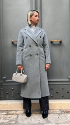 CAPPOTTO LUNGO DOPPIOPETTO MISTO LANA GRIGIO