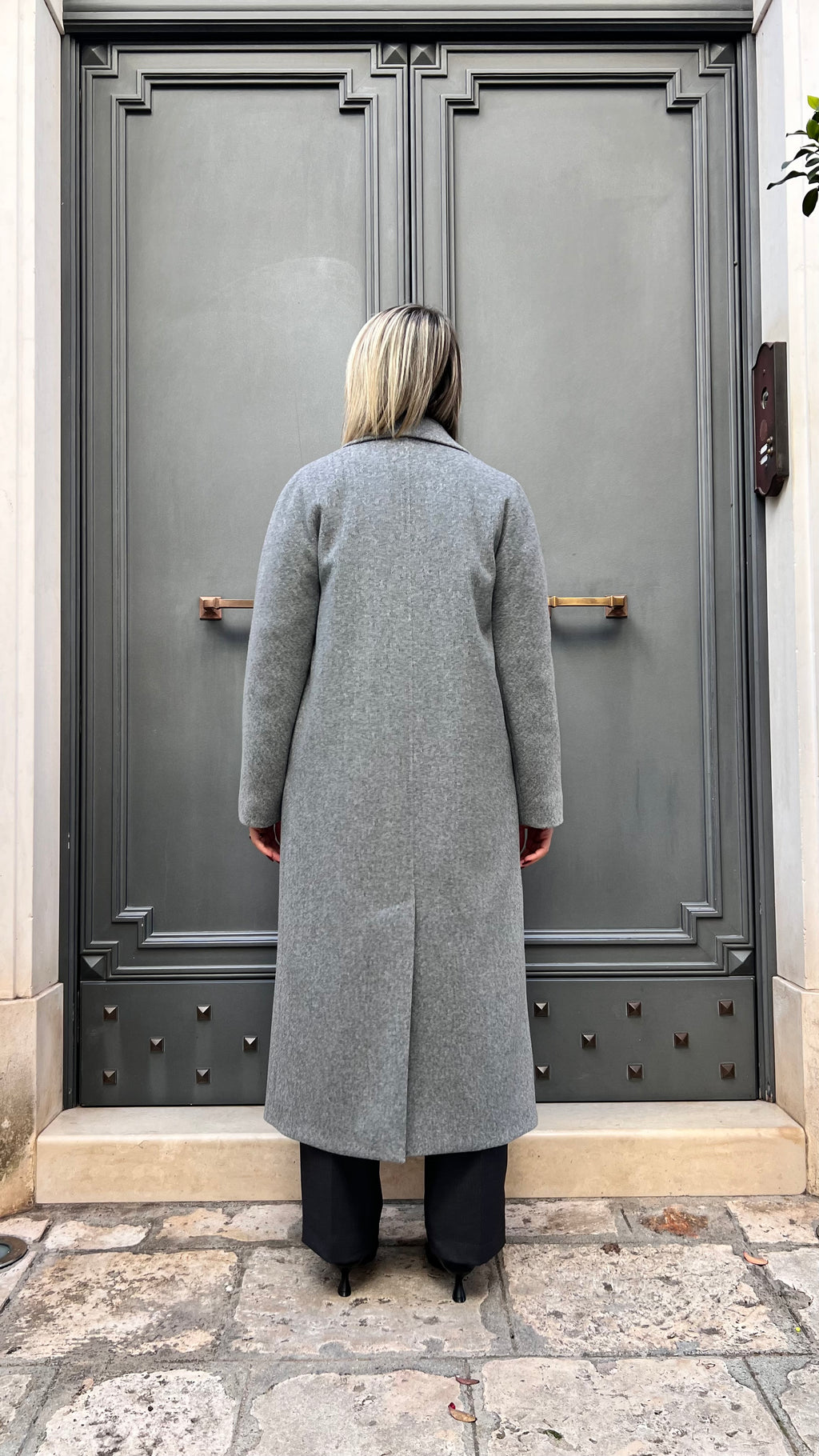 CAPPOTTO LUNGO DOPPIOPETTO MISTO LANA GRIGIO